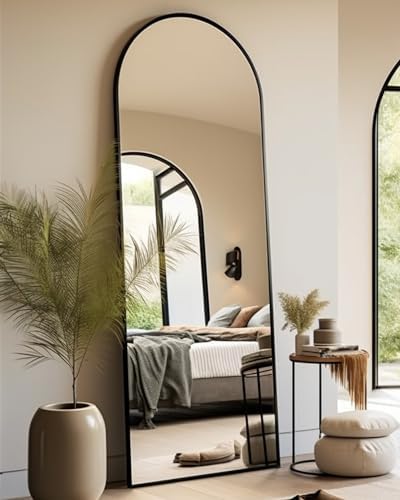 BEVERDY arched full length mirror front view shows full-body reflection and stylish look