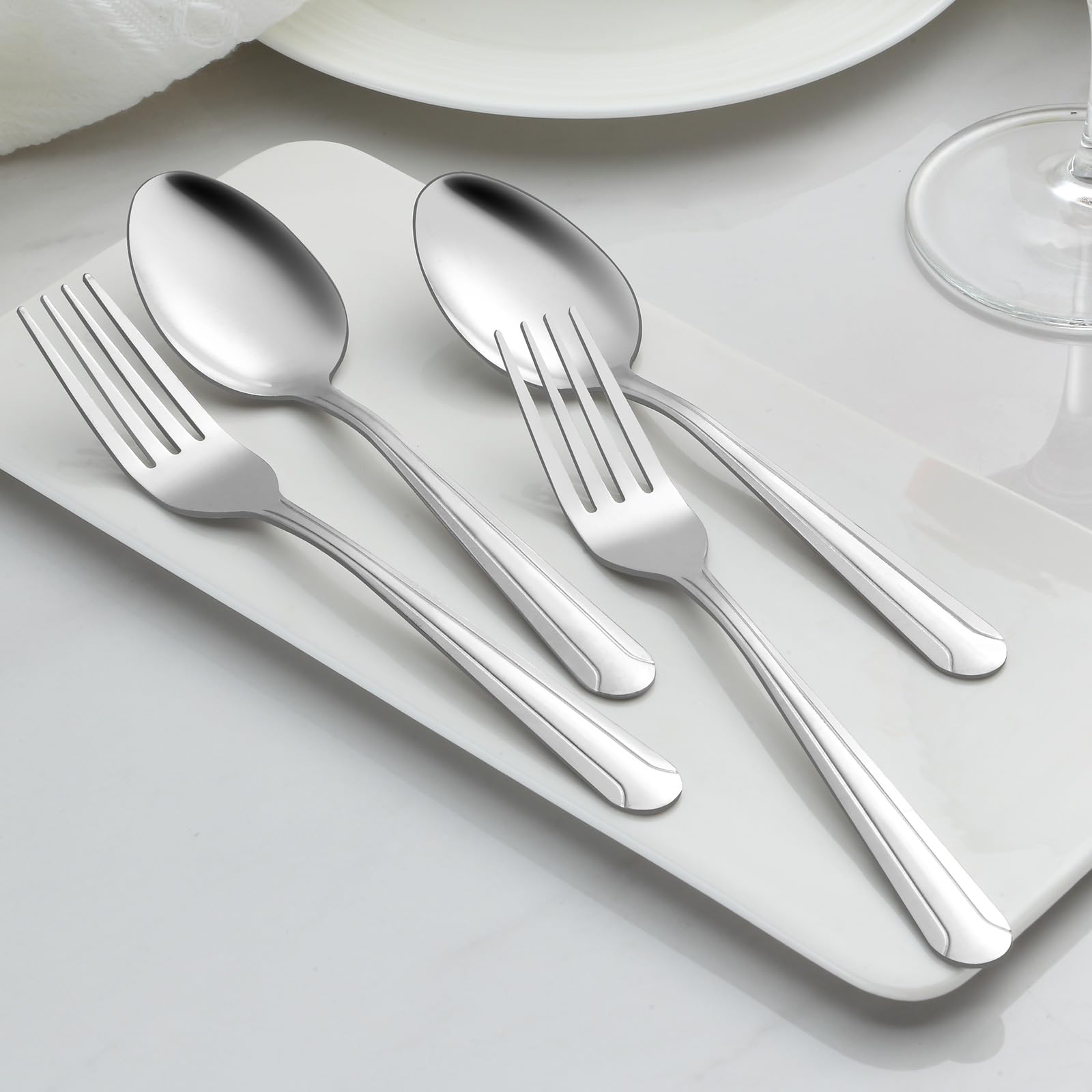 BEWOS stacked forks side view illustrating solid weight and balance