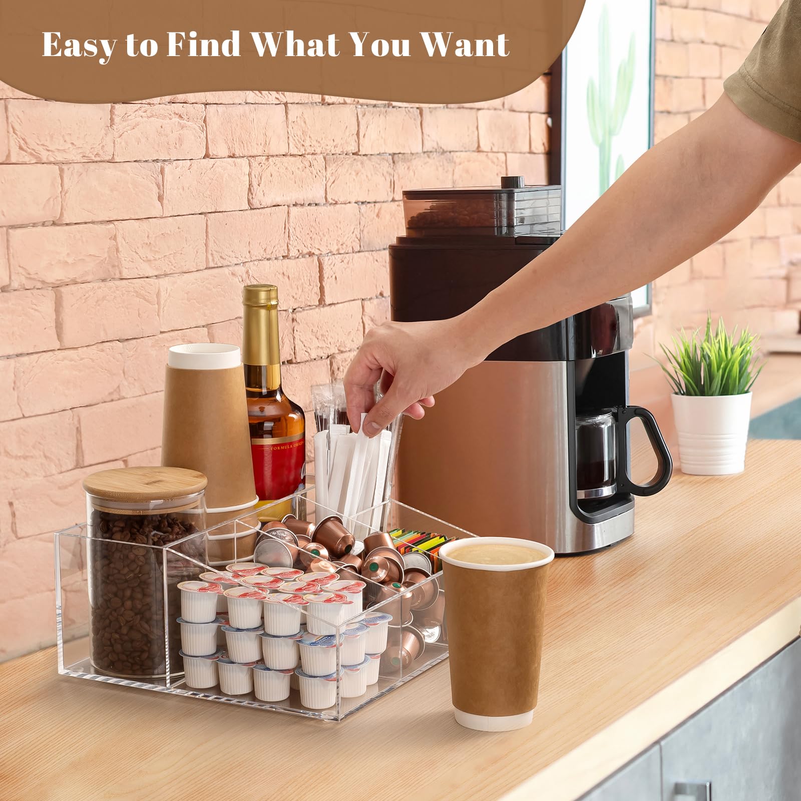 BEYGORM rear compartment holding stacked cups for neat storage