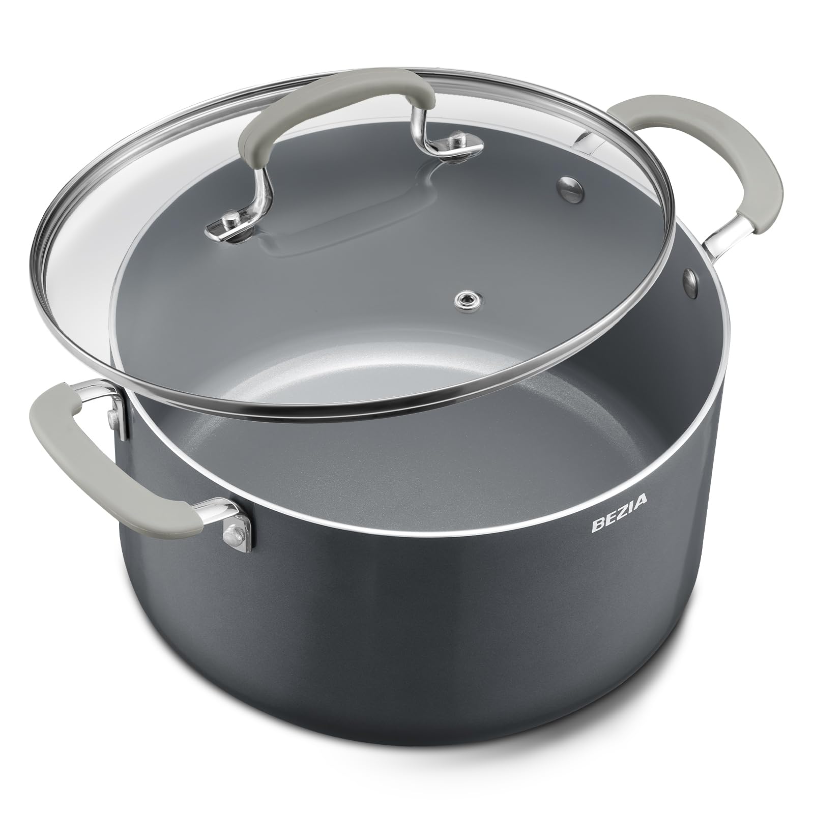 BEZIA front view of 12QT pot showing capacity and design benefit