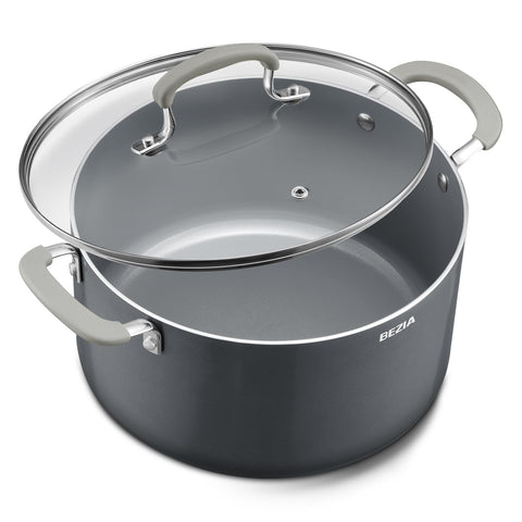 BEZIA front view of 12QT pot showing capacity and design benefit
