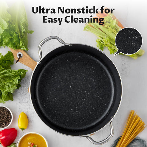 BEZIA nonstick interior texture close-up for easy food release and cleaning