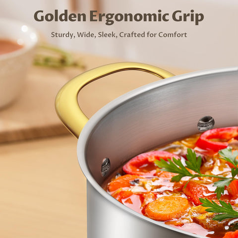 BEZIA pot in use simmering soup on stovetop for family meal preparation