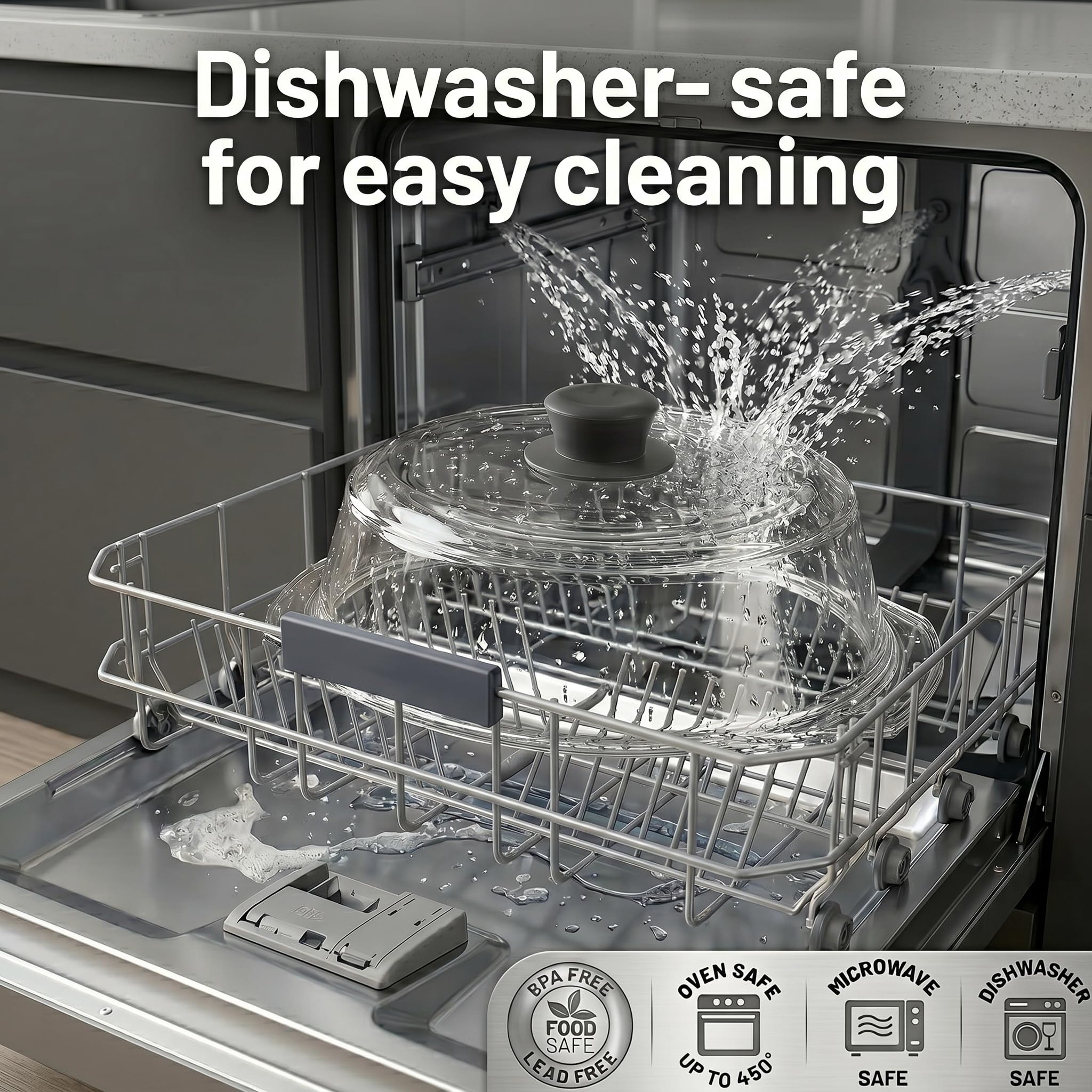 Bezrat in a kitchen with plate covered showing tidy reheating and appliance protection