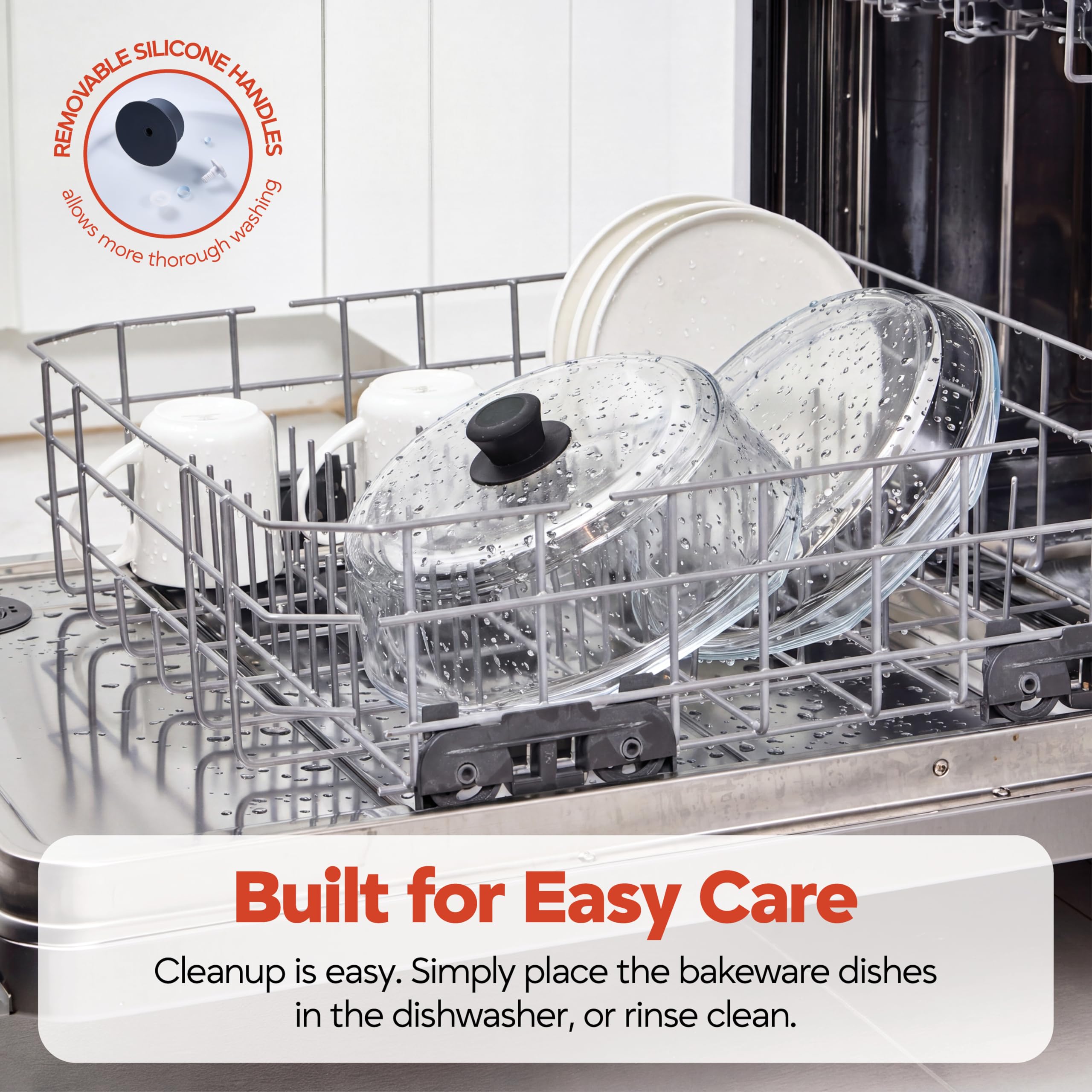 Bezrat cushioned silicone rim protects dish and glass from chipping