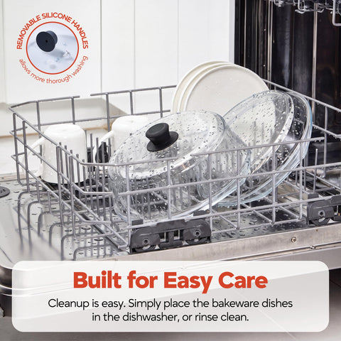 Bezrat cushioned silicone rim protects dish and glass from chipping