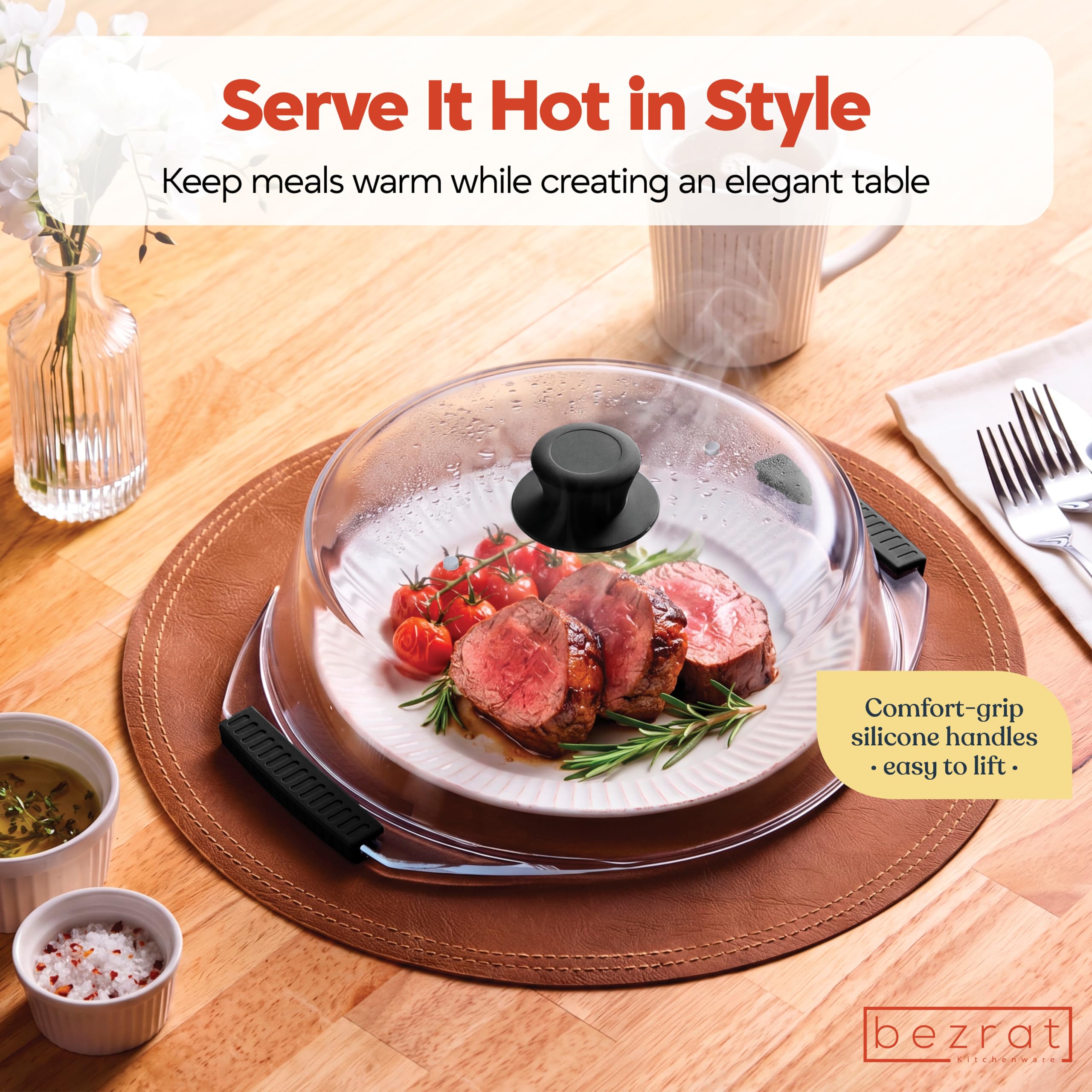 Bezrat lid vent holes detail demonstrating safe steam release while reheating