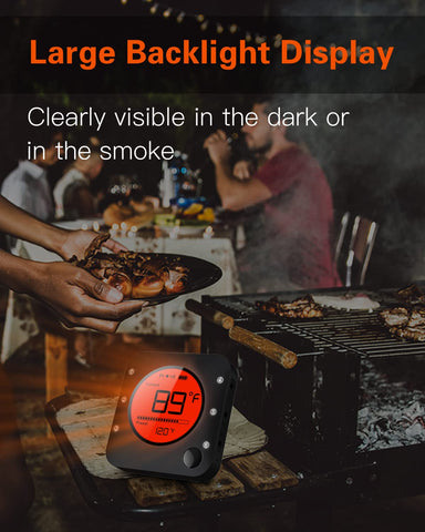 BFOUR app screenshot with temperature chart and presets helping track cooking progress
