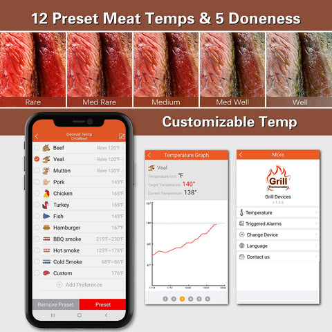 BFOUR thermometer in use on a backyard grill offering remote monitoring convenience