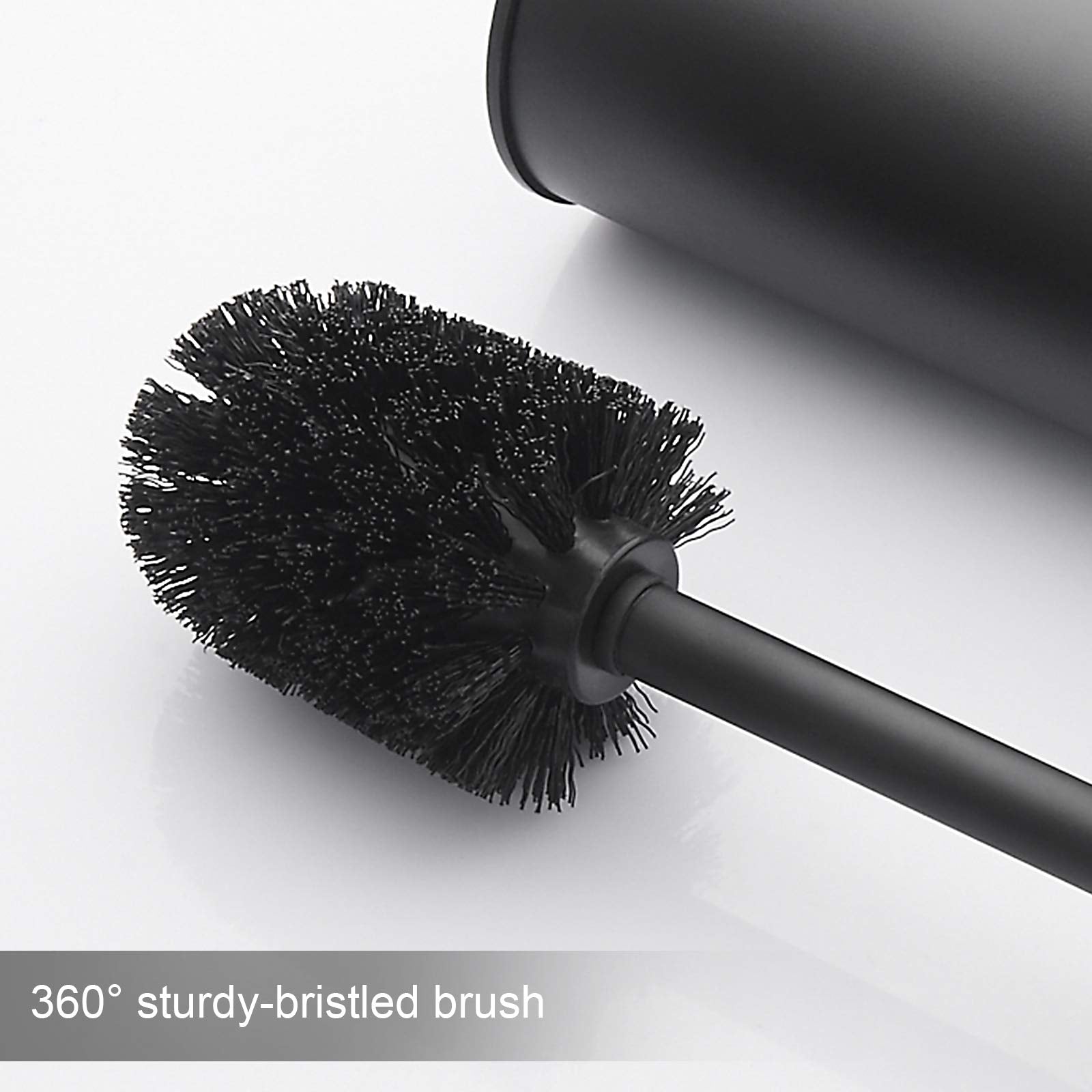 BGL brush and holder beside toilet for scale showing space-saving design