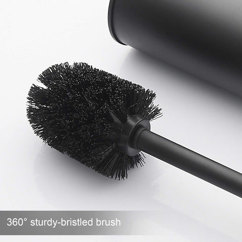 BGL brush and holder beside toilet for scale showing space-saving design