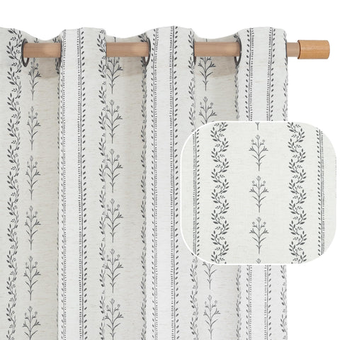 BGment front view of grey boho curtains showing pattern and fit benefit of room style