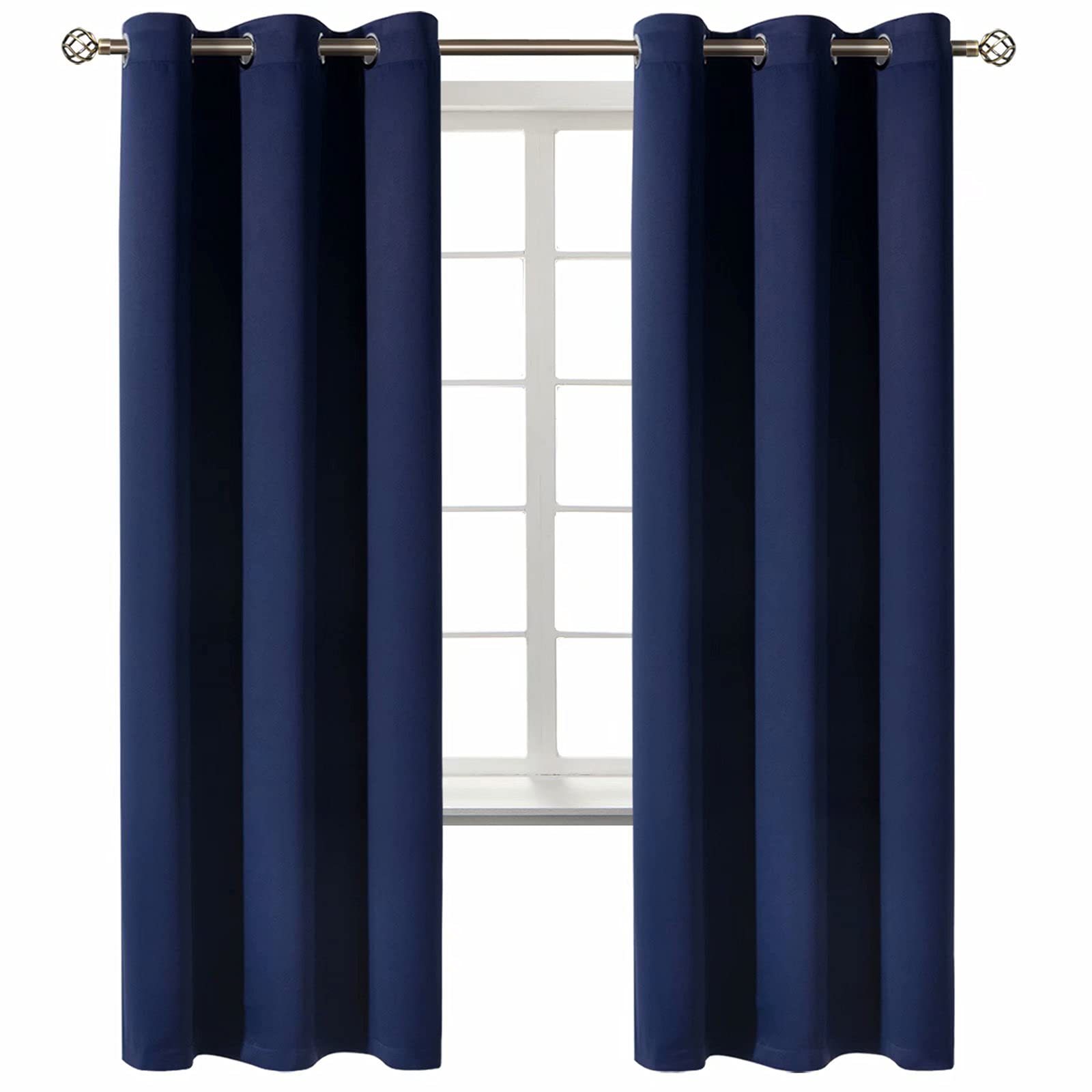 BGment front view full panel showing navy blue color and neat drape benefit privacy