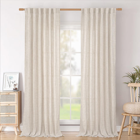 BGment front view showing two panels and natural linen texture for elegant window coverage
