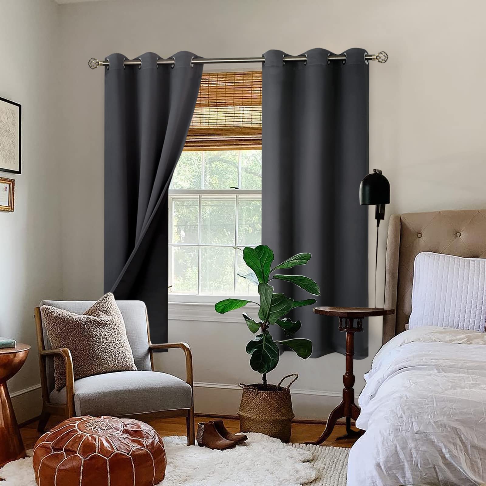 BGment silver metal grommet close-up for easy sliding and secure hanging