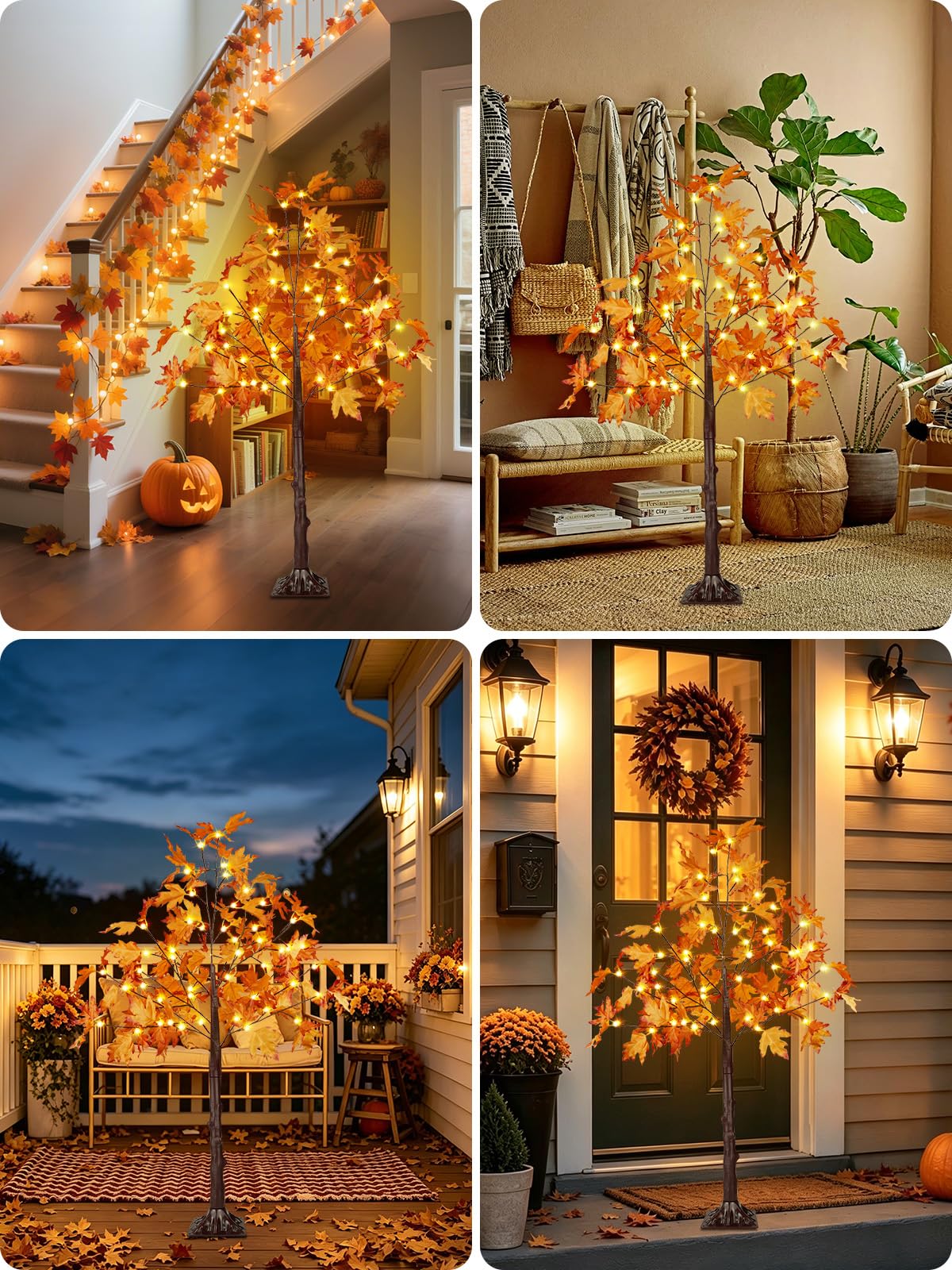 BHCLIGHT extra maple leaves and ground nails included for realistic setup