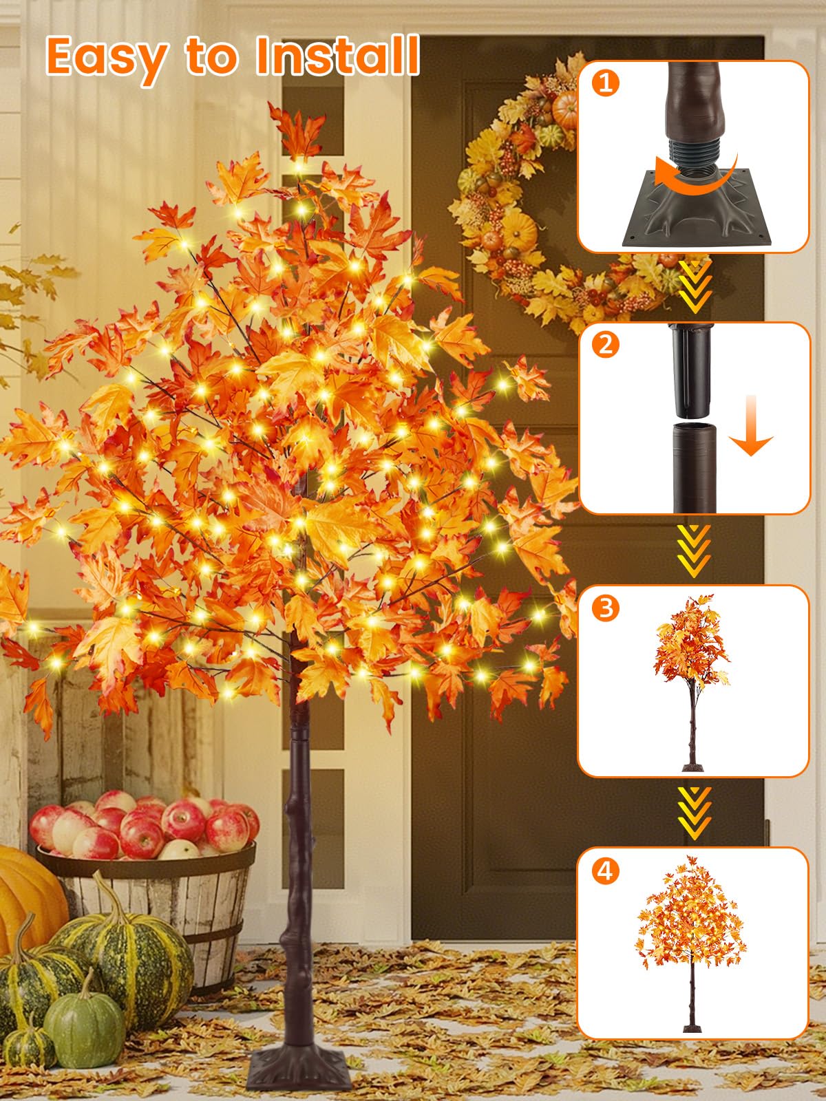 BHCLIGHT evening porch display with warm LEDs creating cozy atmosphere