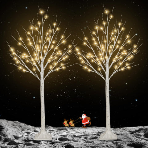 BHCLIGHT front view of two lit birch trees creating warm ambiance