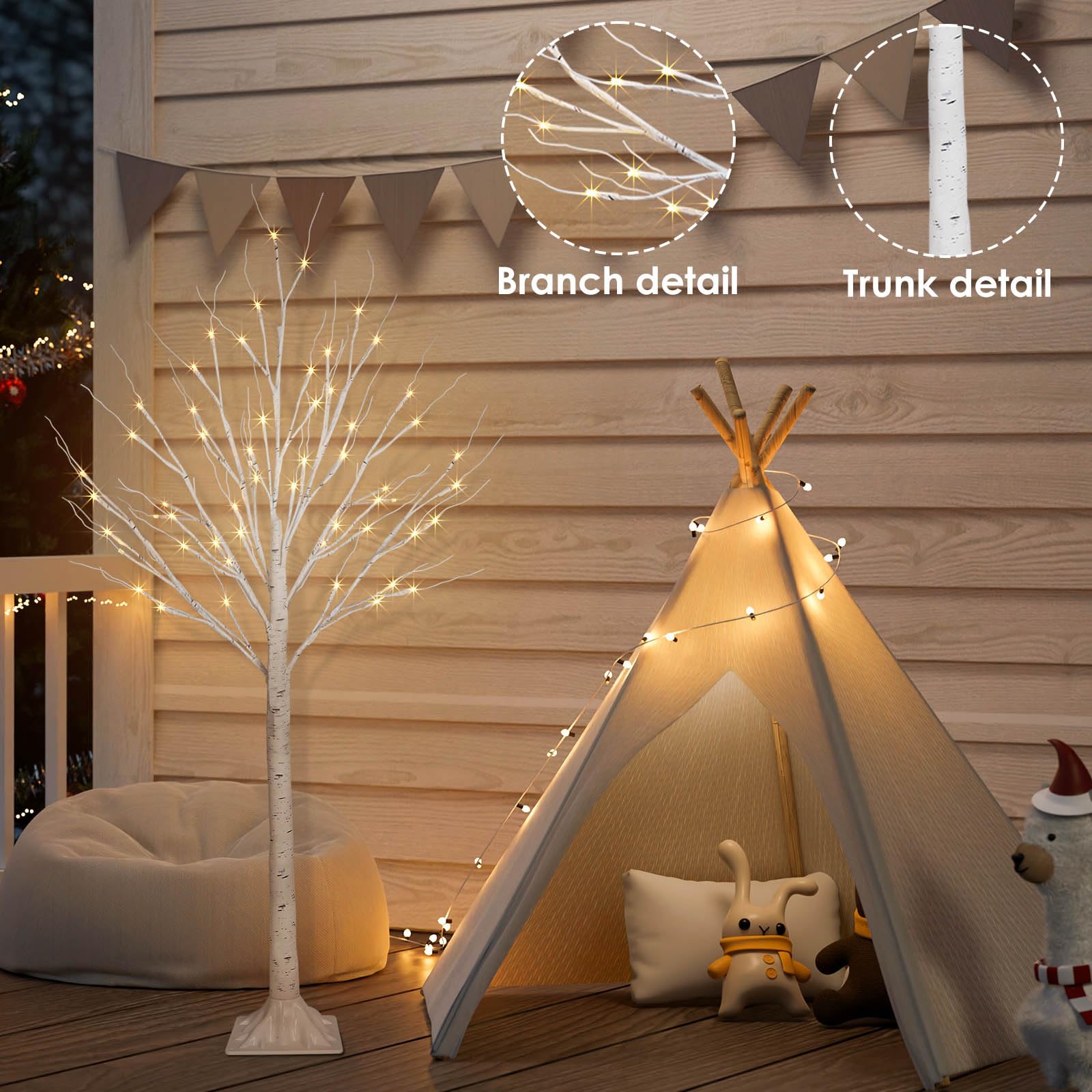 BHCLIGHT covered porch installation showing weather-resistant outdoor use