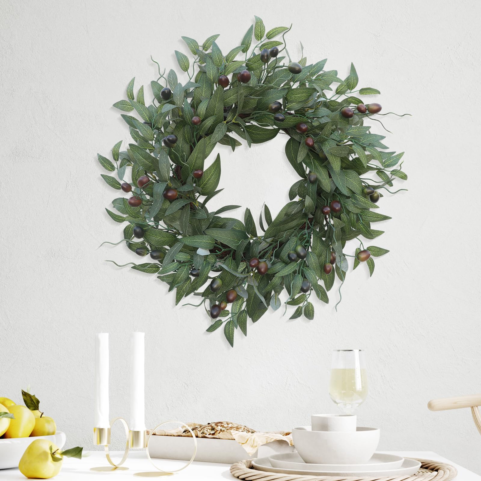 BHHDA wreath on mantel styled in living room enhancing interior decor