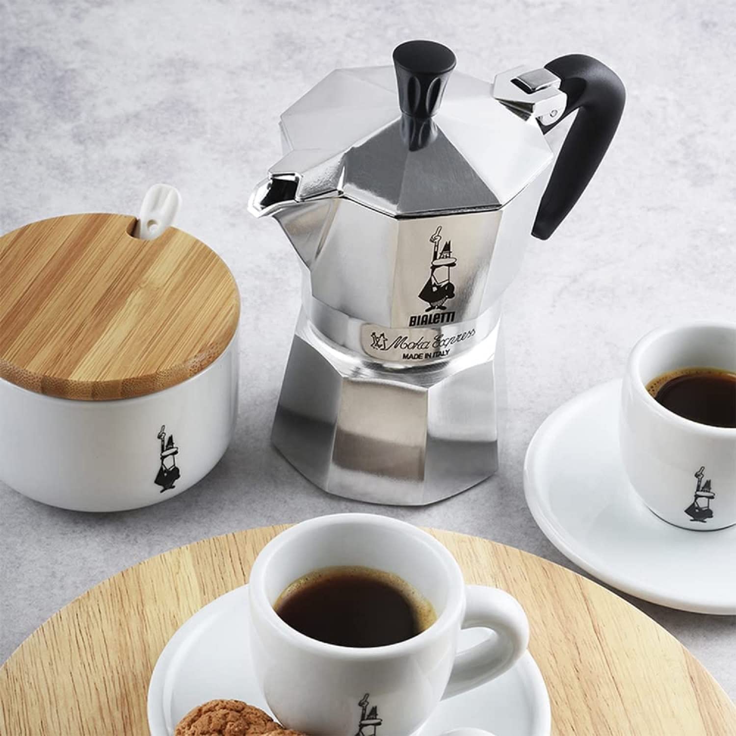 Bialetti made in italy label closeup emphasizing authentic craftsmanship benefit