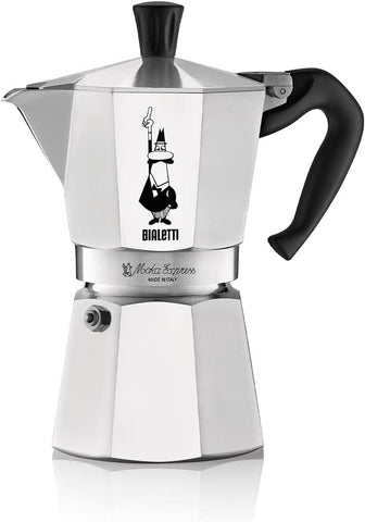 Bialetti aluminium octagonal body detail showing durable fast-heating surface