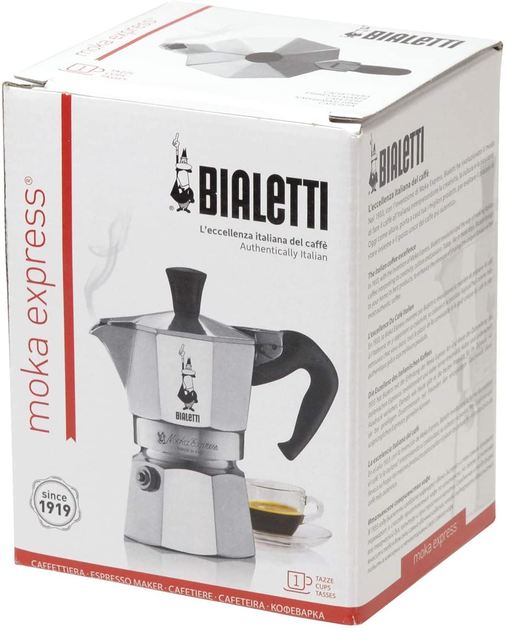 Bialetti octagonal profile highlighting iconic shape and even heating benefit
