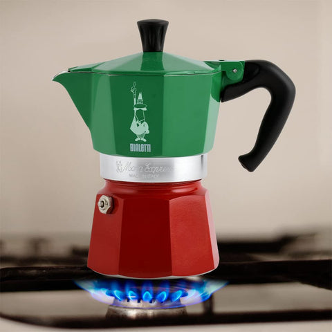 Bialetti open with filter funnel visible for easy cleaning access