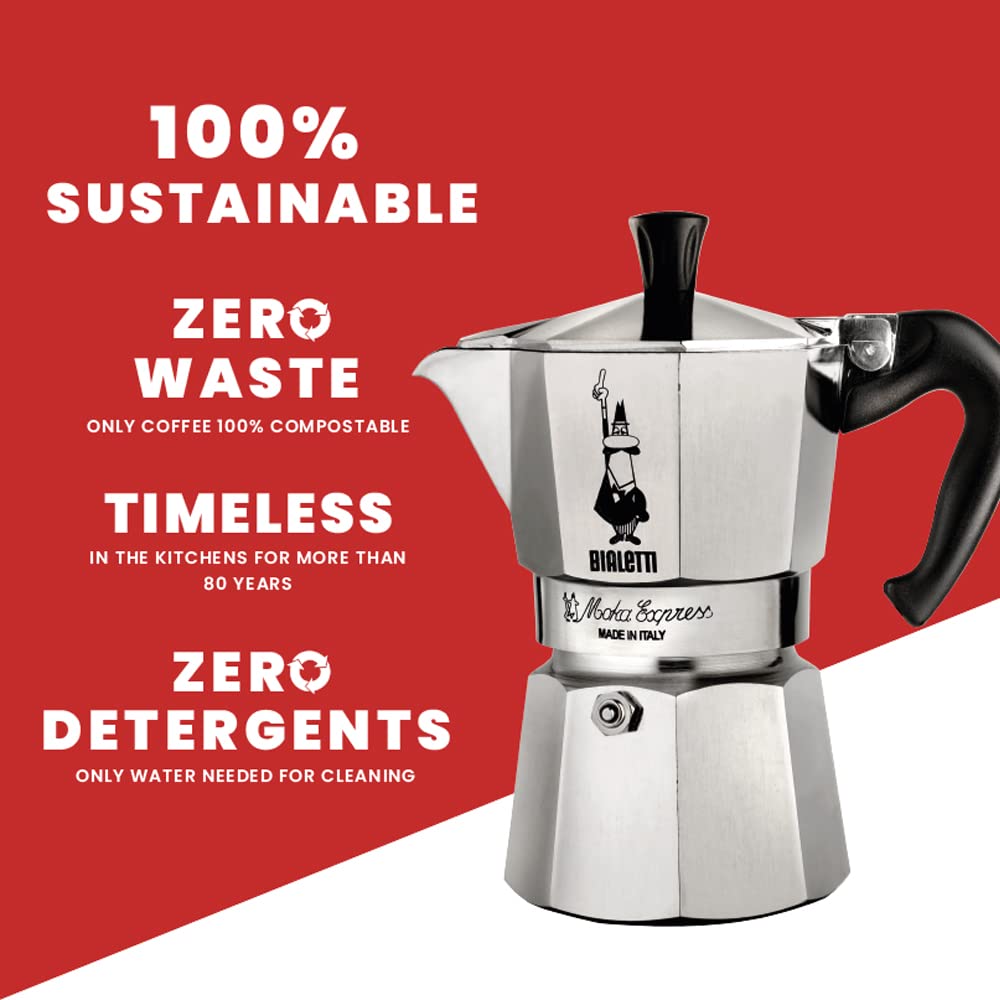 Bialetti pouring espresso into cup demonstrating rich concentrated coffee