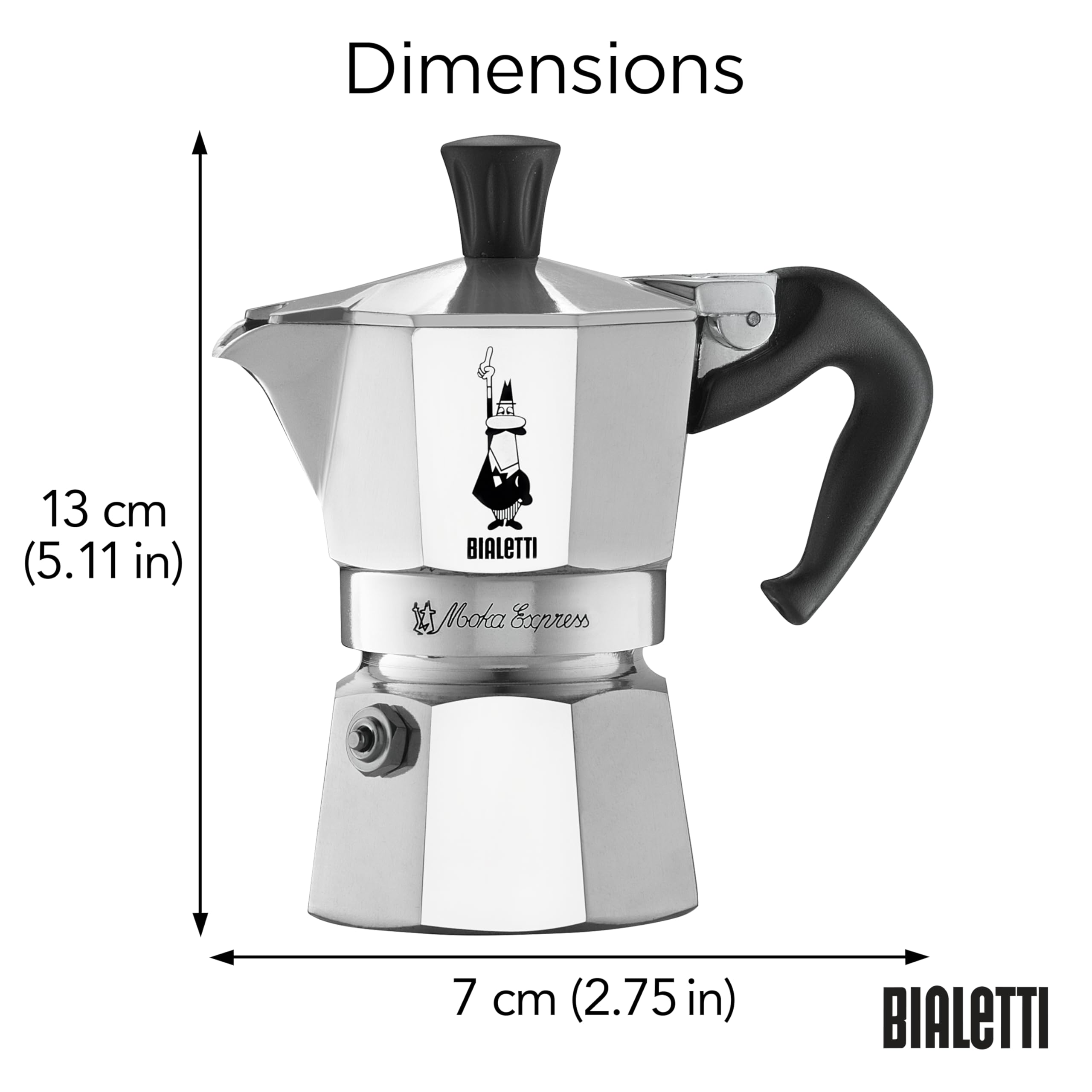 Bialetti top open showing coffee basket for easy filling and cleanup benefit