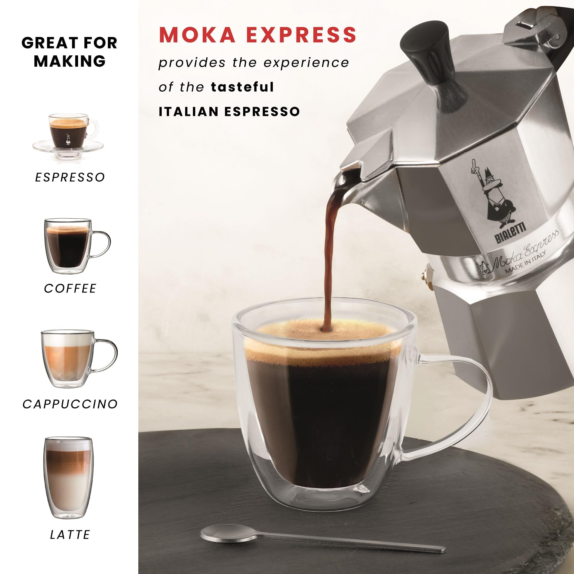Bialetti next to branded coffee pack showing pairing benefits for ideal flavor