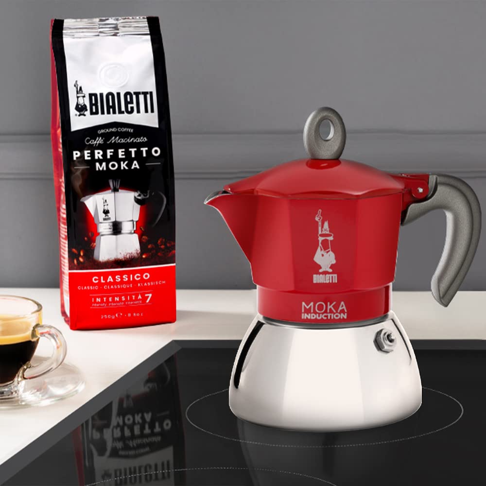 Bialetti close-up of safety valve and logo indicating reliable pressure control and authenticity
