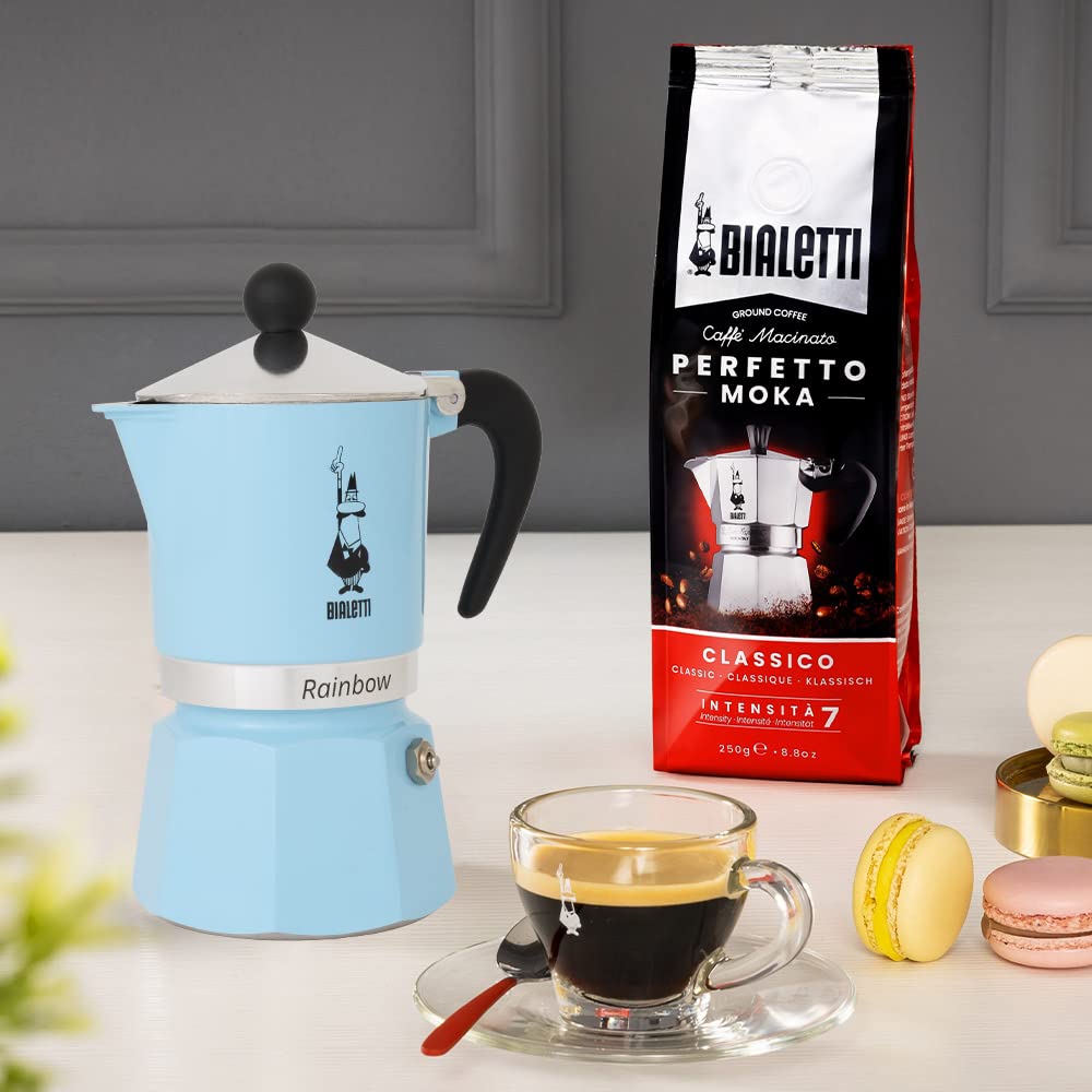 Bialetti Rainbow handle and safety valve close-up highlighting safe grasp and durable parts
