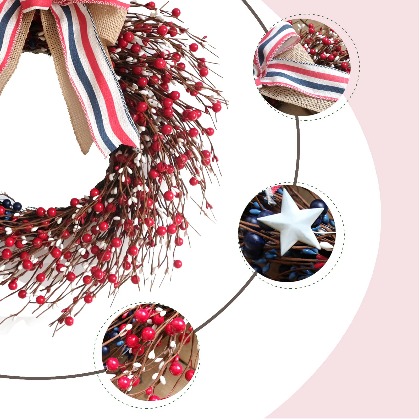 Bibelot close-up of berry clusters highlighting patriotic color and texture
