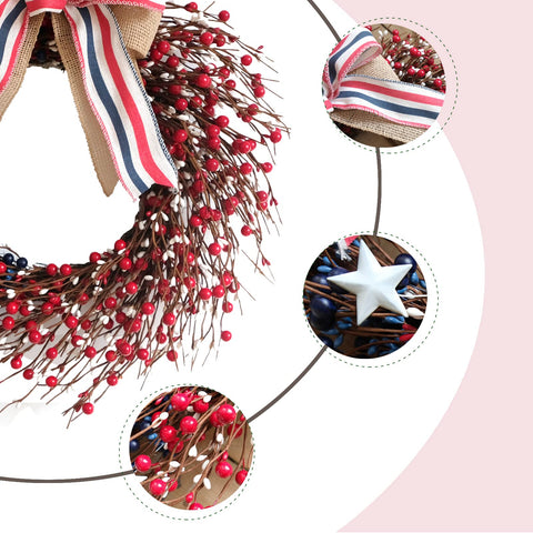 Bibelot close-up of berry clusters highlighting patriotic color and texture