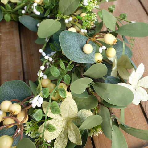 Bibelot wreath styled on a mantel showing versatile decoration and room refresh