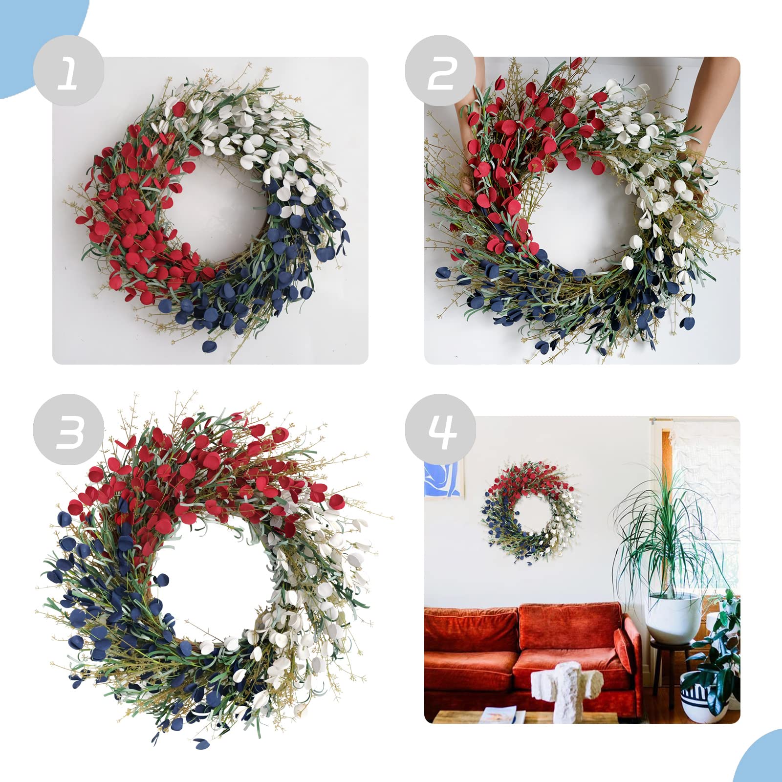 Side profile of Bibelot wreath demonstrating sturdy plastic base and retained shape