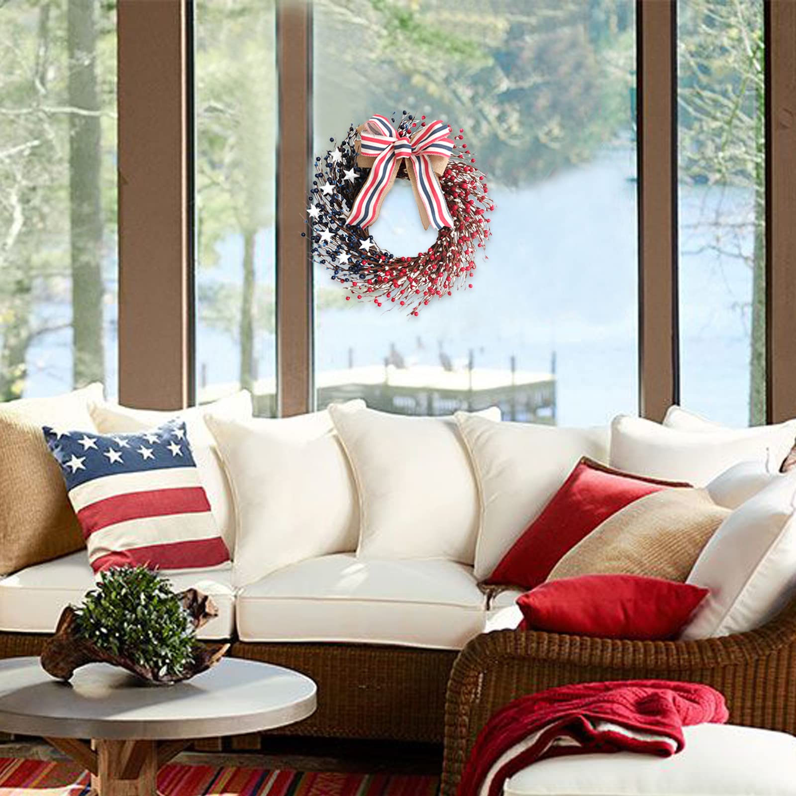 Bibelot hanging on a covered porch creating instant holiday atmosphere
