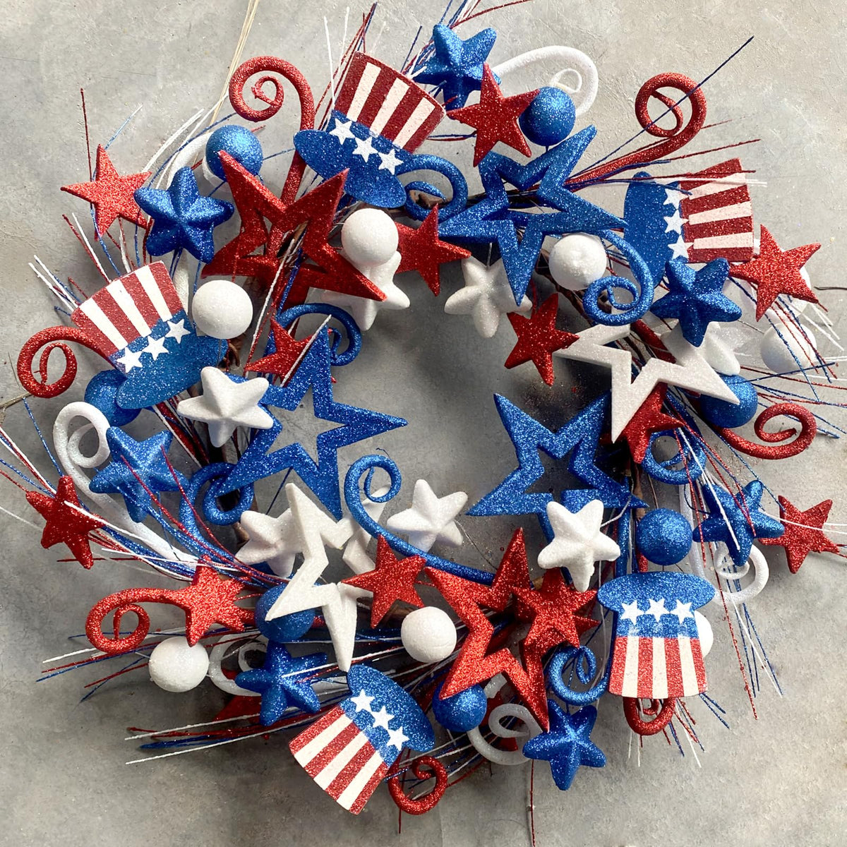 Bibelot wreath front on door highlighting patriotic welcome