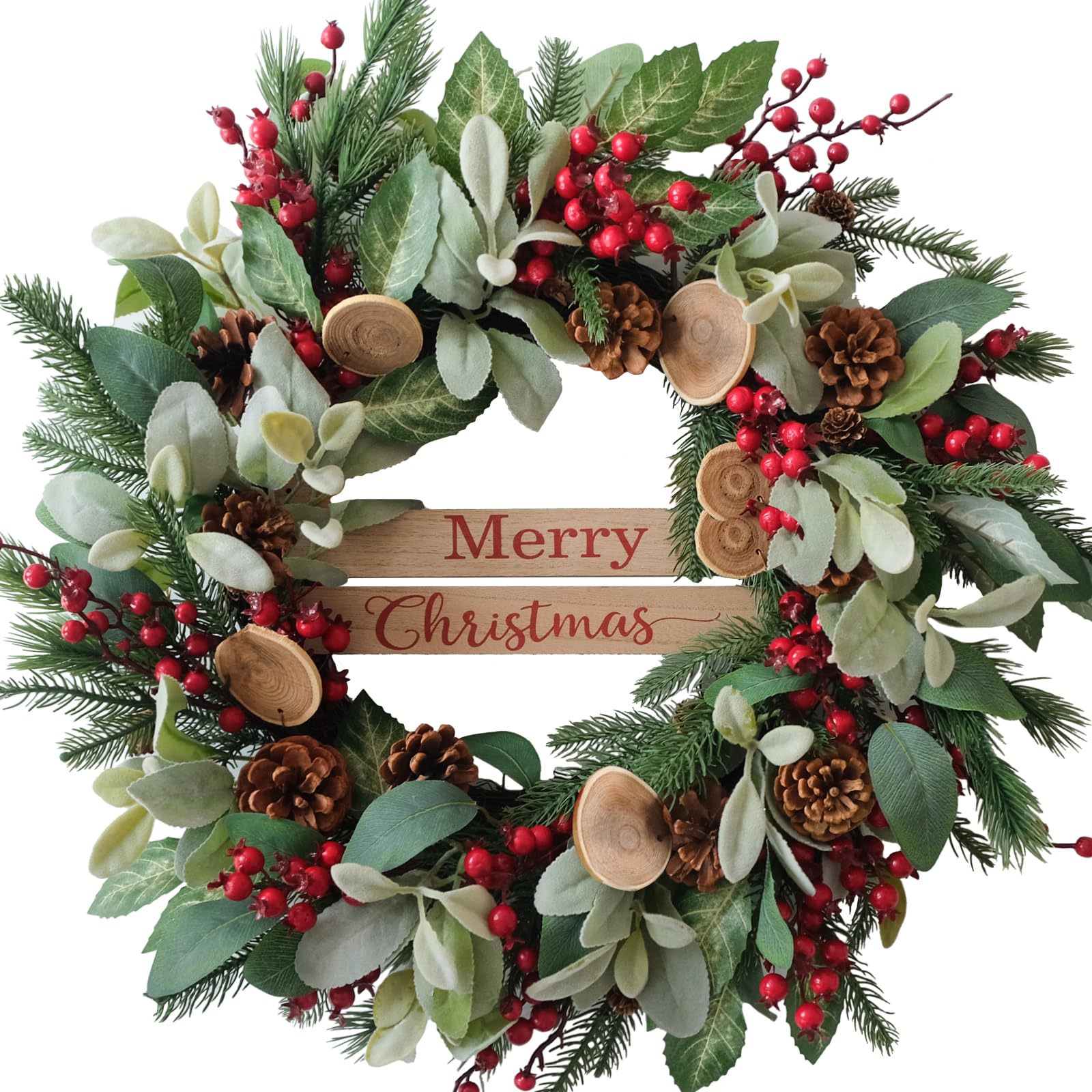 Bibelot wreath front view showing full 24-inch seasonal centerpiece and curb appeal