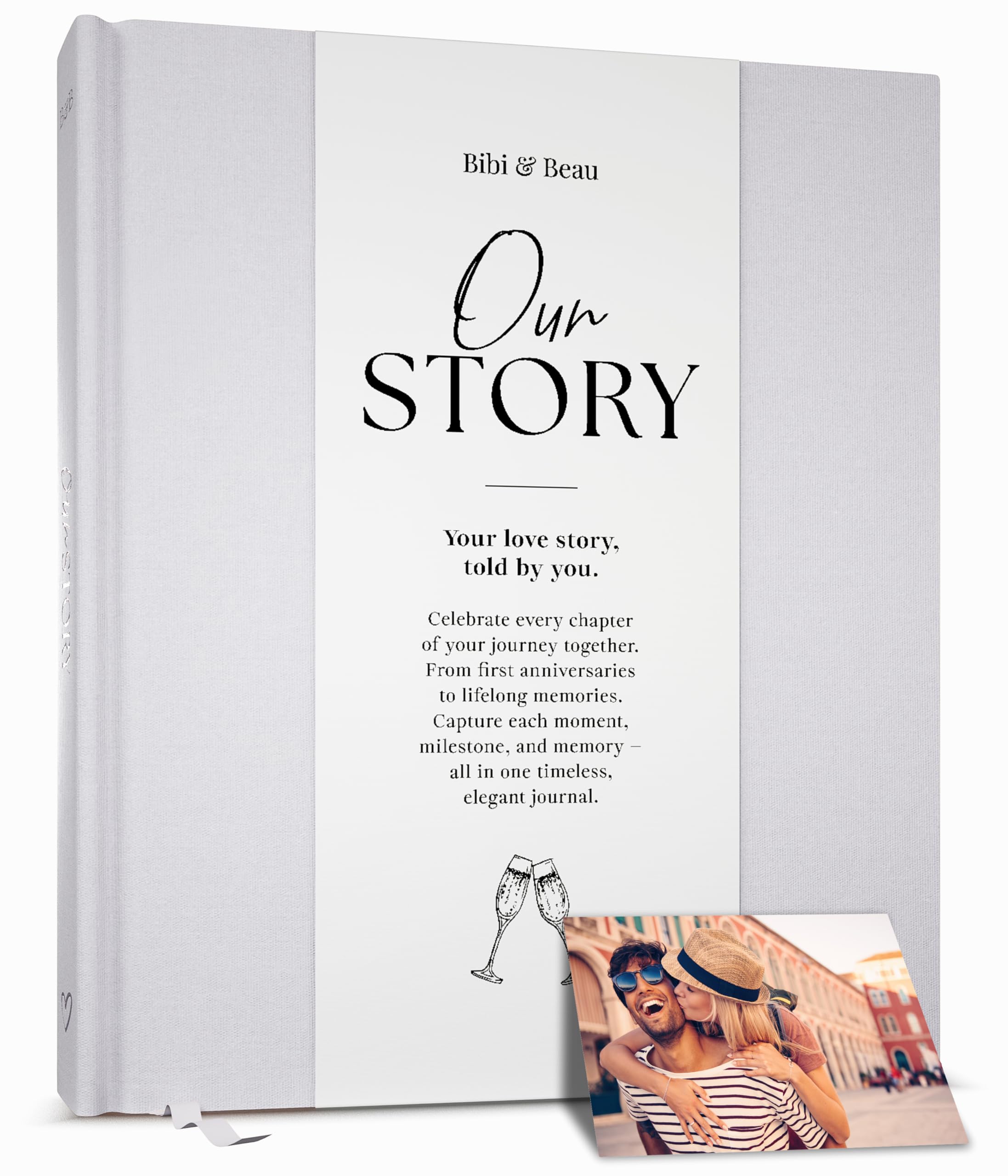 Bibi & Beau grey front cover, durable stylish keepsake for anniversaries