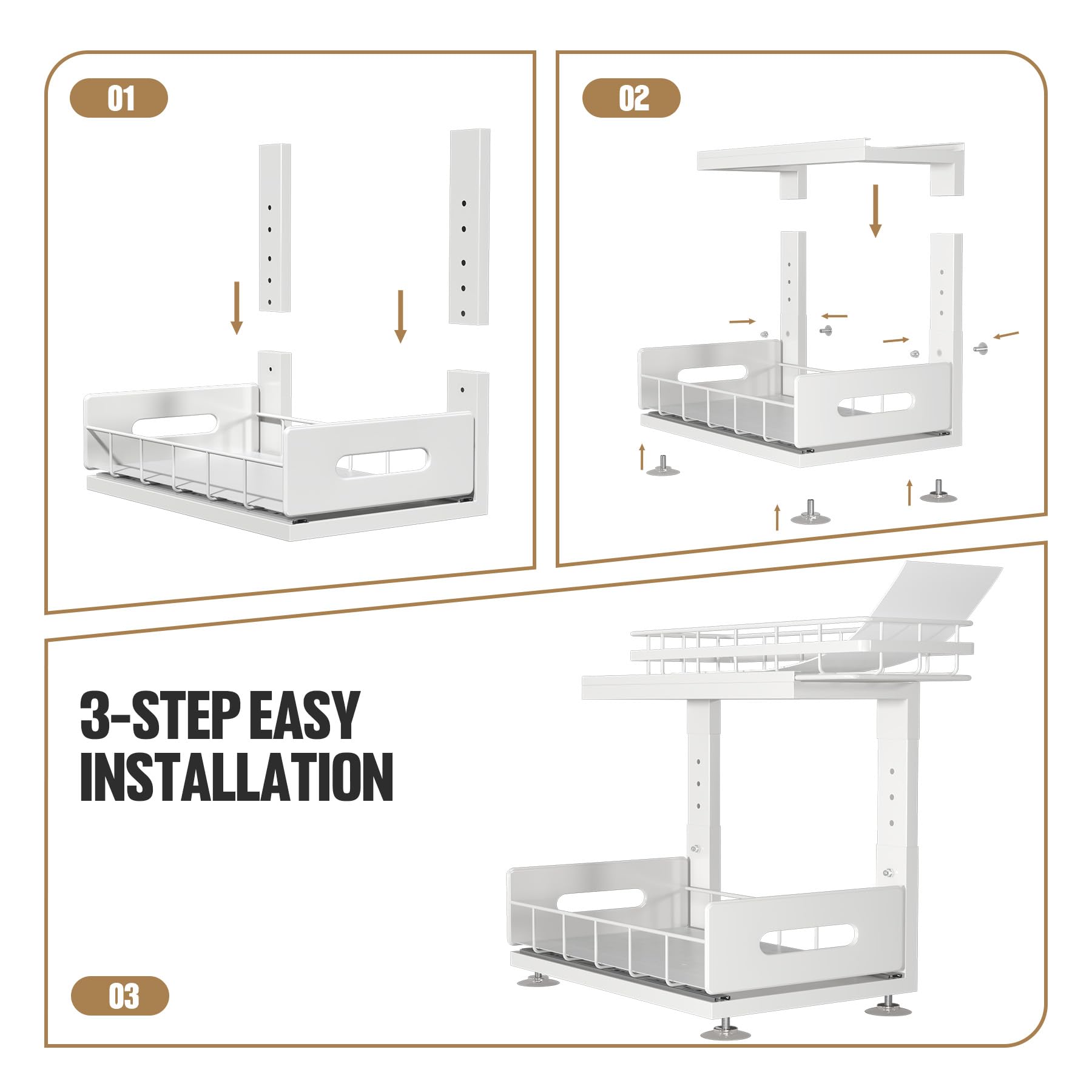 Biboraya installed under sink with cleaners illustrating easy reach and order