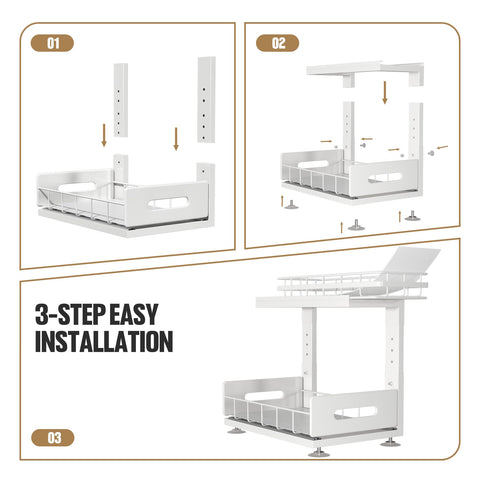 Biboraya installed under sink with cleaners illustrating easy reach and order