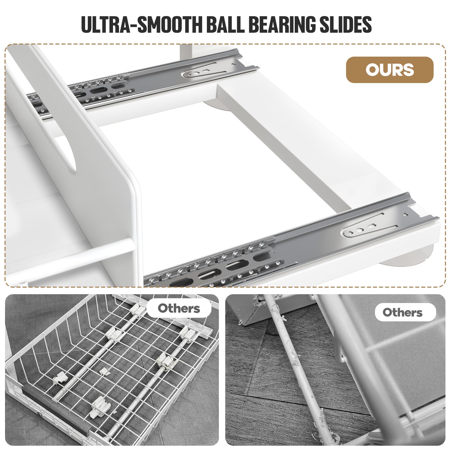 Biboraya L-shaped frame detail demonstrating fit around pipes for flexible storage