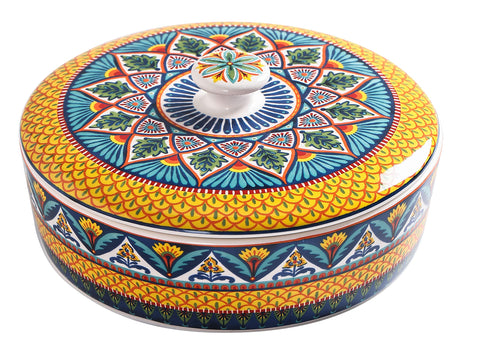 Bico Havana pattern detail showcasing colorful design and durable glaze