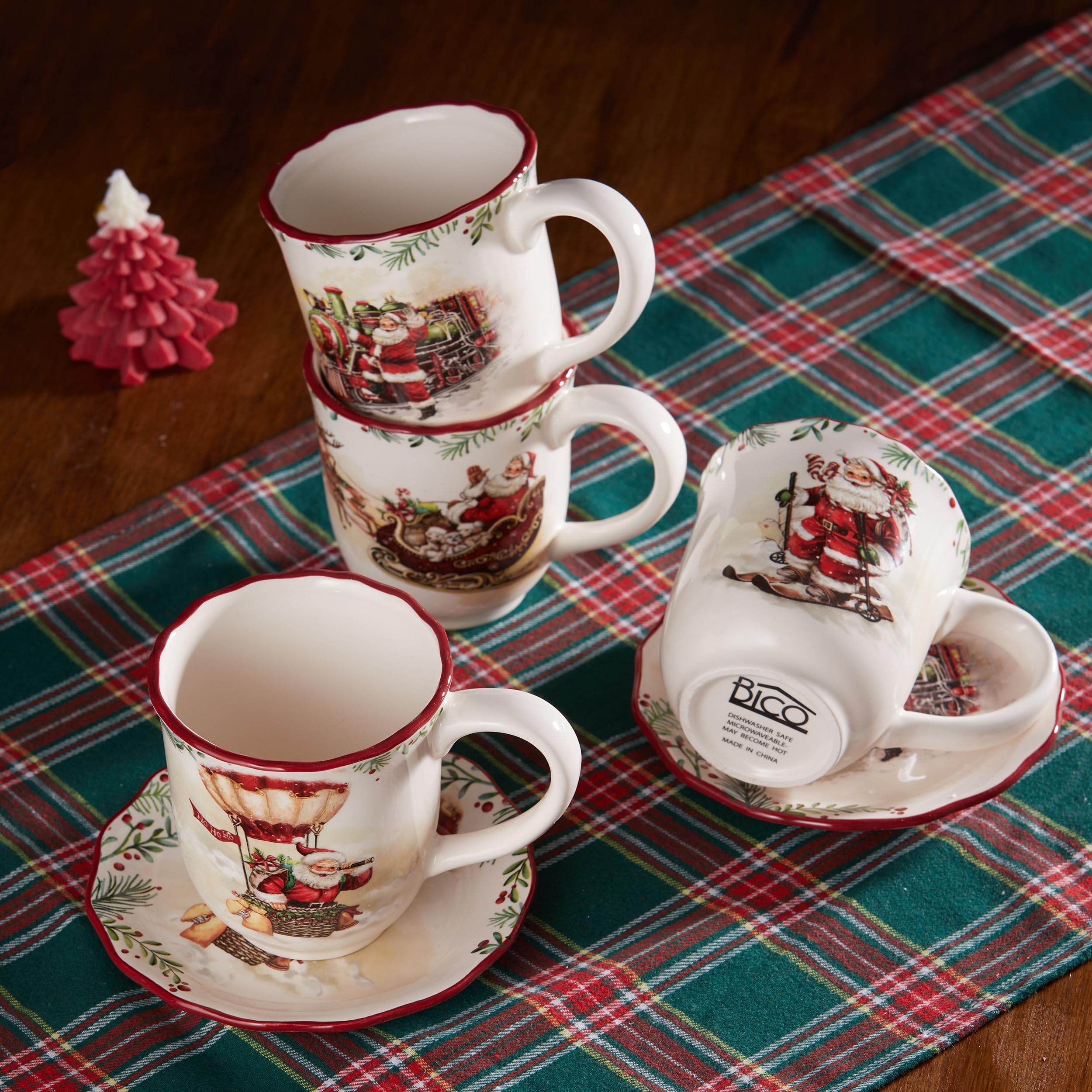 Bico top view of hot-air balloon Santa mug showing interior glaze