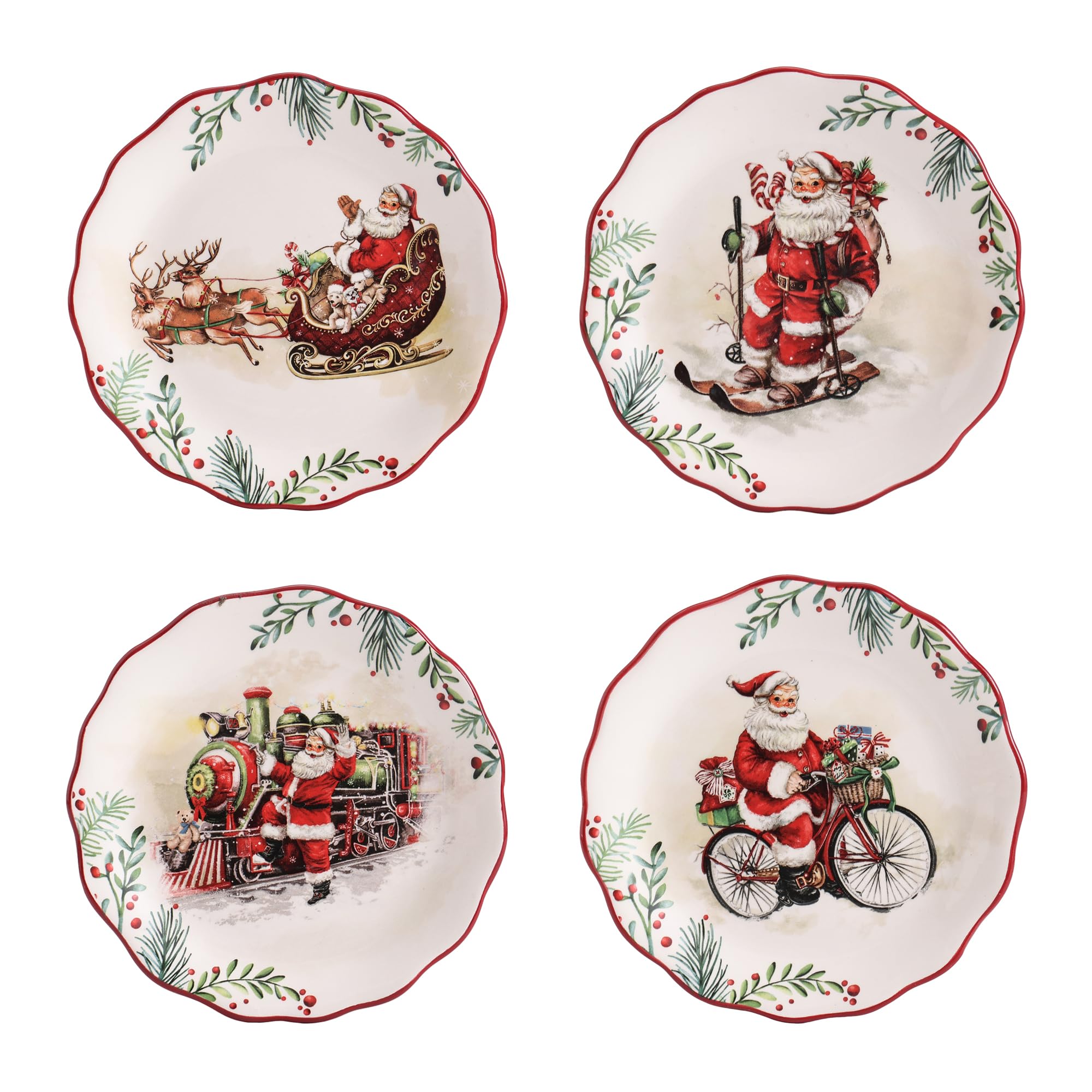 Bico front view of festive scalloped salad plate showing decorative pattern and aesthetic appeal