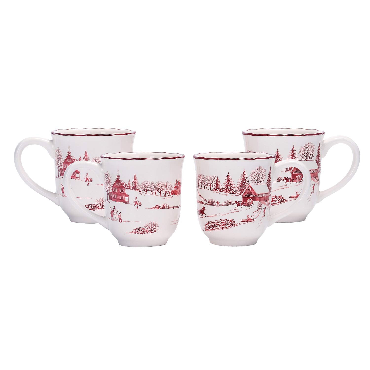 Bico front view of mug set showing winter scene and large capacity