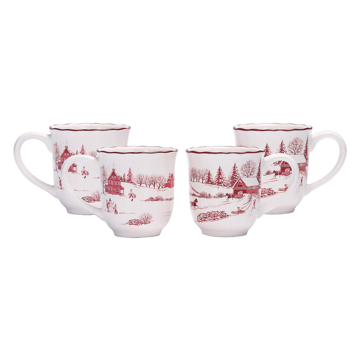 Bico front view of mug set showing winter scene and large capacity