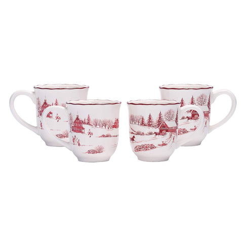 Bico front view of mug set showing winter scene and large capacity